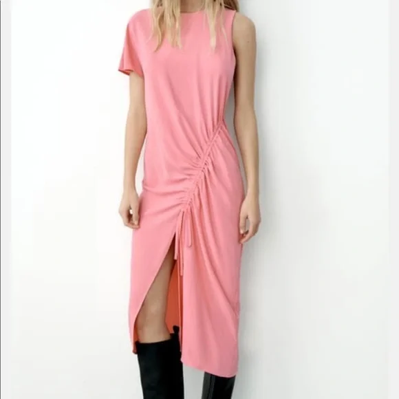 strapless open back dress Rose knit light pink dress – Love Storey Boutique main image 1
